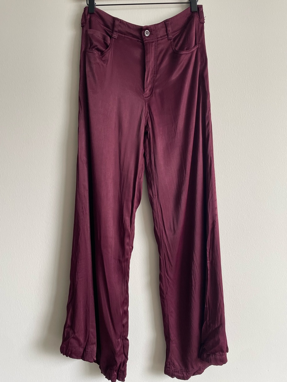 Pilcro dress pant burgundy shiny trouser loose professional 28